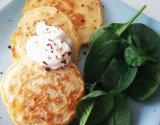 Savoury healthy pancake with spinach